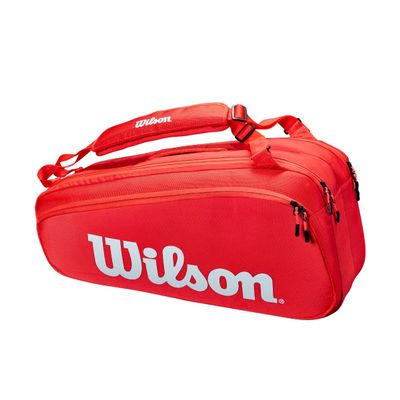Wilson Super Tour Tennis Racket Bag - Red/White, Holds up to 6 Rackets