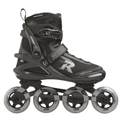 ROCES Men's Pic Tif Outdoor Breathable Fitness Comfort 4 80mm Wheels Racing Inline Skates with Memory Buckle, Easy Entry Boots, Glass Fiber Reinforced Shell & Aluminum Frame, Black/Light Gray, 10