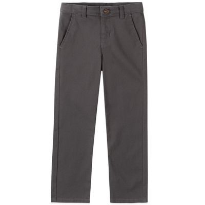 Chaps Big Boys School Uniform Twill Pull-on Pants, Grey, 12