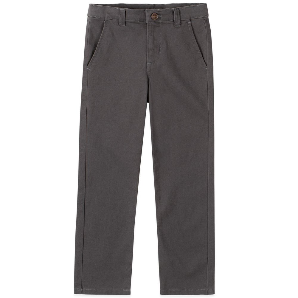 Chaps Big Boys School Uniform Twill Pull-on Pants, Grey, 12