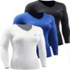 NELEUS Women's 3 Pack Compression Shirts Long Sleeve Yoga Athletic Running Shirts,V-Neck,Black/Blue/White,XL view 1