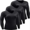 NELEUS Women's 3 Pack Compression Shirts Long Sleeve Yoga Athletic Running Shirts,V-Neck,Black/Black/Black,XL view 1
