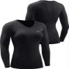 NELEUS Women's 3 Pack Compression Shirts Long Sleeve Yoga Athletic Running Shirts,V-Neck,Black/Grey/Red,L view 2