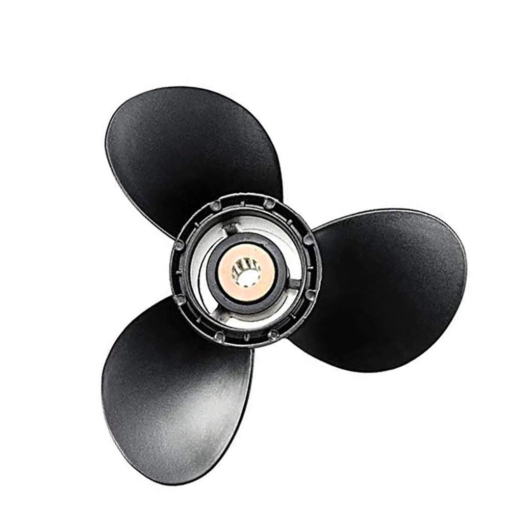 9 1/4 X 9 Aluminum Outboard Propeller 58100-93723-019 for Suzuki Motor 8-20HP,3 Blade Black 10 Spline Tooth R Rotation