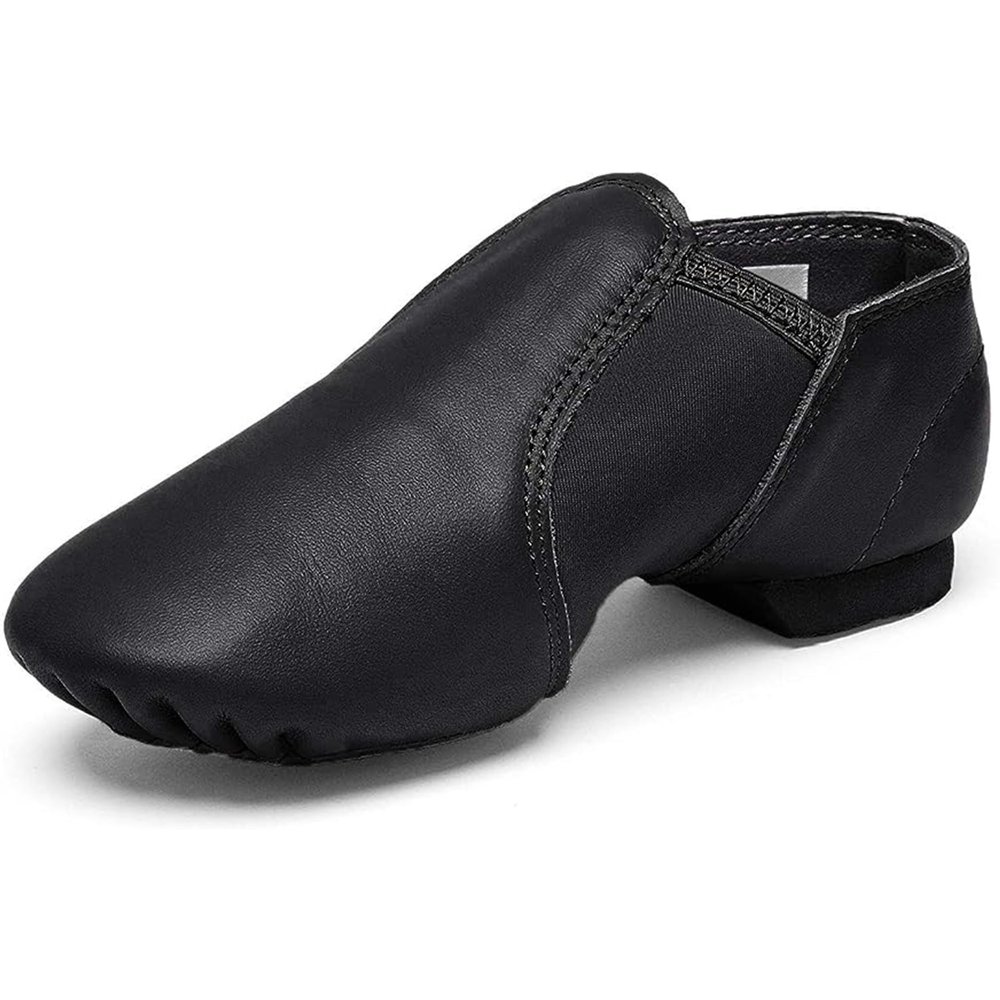 Stelle Jazz Shoes for Girls Boys Leather Unisex Slip-On Dance Shoes (Toddler/Little Kid/Big Kid)(Black,1ML)