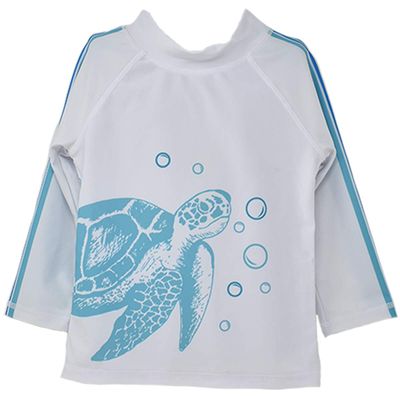 Flap Happy Toddler Rash Guard Swim Shirt withGraphic| Made with Recycled Bottles | UPF 50+ Highest Certified UV Sun Protection | Salty Turtle, 3