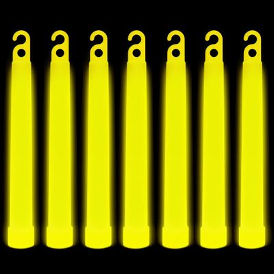 Trimming Shop 6 inch Glow Sticks Lanyard Premium Ultra Bright Glow in The Dark Rod Mega Party Pack of 25 (Yellow) for New Years Eve, Graduation Party, Camping