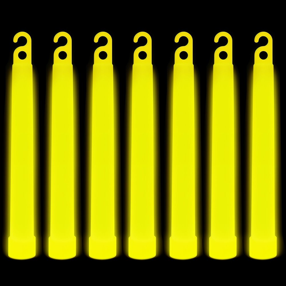 Trimming Shop 6 inch Glow Sticks Lanyard Premium Ultra Bright Glow in The Dark Rod Mega Party Pack of 25 (Yellow) for New Years Eve, Graduation Party, Camping