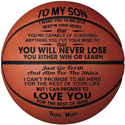 KAAYEE Engraved Basketball for Son from Mom, Personalized 29.5" Basketball Son from Mom, Custom Christmas Birthday Graduation Back to School Gift for Son from Mom