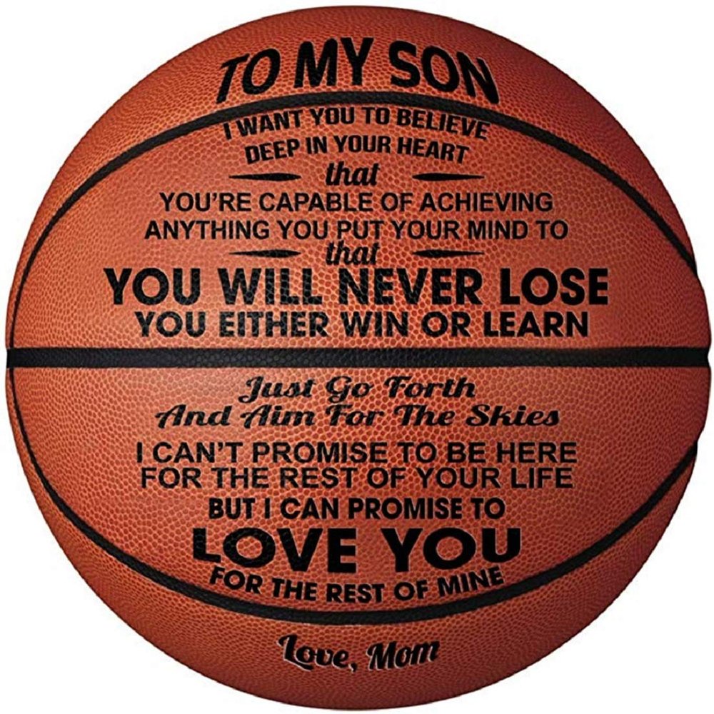 KAAYEE Engraved Basketball for Son from Mom, Personalized 29.5" Basketball Son from Mom, Custom Christmas Birthday Graduation Back to School Gift for Son from Mom