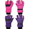 Hicarer 2 Pairs Kids Waterproof Winter Snow Gloves for Boys Girls Child Toddler Warm Ski Gloves for Cold Weather (Purple and Pink Stripe Style, 8-14 Years) view 1