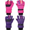 Hicarer 2 Pairs Kids Waterproof Winter Snow Gloves for Boys Girls Child Toddler Warm Ski Gloves for Cold Weather (Purple and Pink Stripe Style, 8-14 Years) view 2