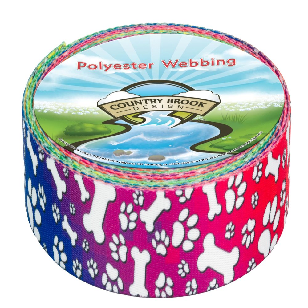 Country Brook Design - Trippy Doggo Polyester Webbing (2 Inch, 10 Yards)