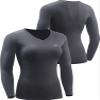 NELEUS Women's 3 Pack Compression Shirts Long Sleeve Yoga Athletic Running Shirts,V-Neck,Black/Grey/Navy Blue,2XL view 4