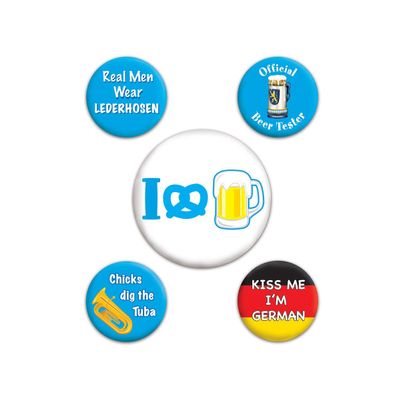 Club Pack of 60 Vibrantly Colored Oktoberfest Party Buttons 2.25"