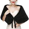 Zehory Bridal Faux Fur Shawl Wrap Wedding Stole Shrug Winter Evening Shoulder Shawls Cover Up for Bride and Bridesmaids Women (Black) view 1