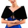 Zehory Bridal Faux Fur Shawl Wrap Wedding Stole Shrug Winter Evening Shoulder Shawls Cover Up for Bride and Bridesmaids Women (Black) view 3