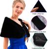 Zehory Bridal Faux Fur Shawl Wrap Wedding Stole Shrug Winter Evening Shoulder Shawls Cover Up for Bride and Bridesmaids Women (Black) view 4