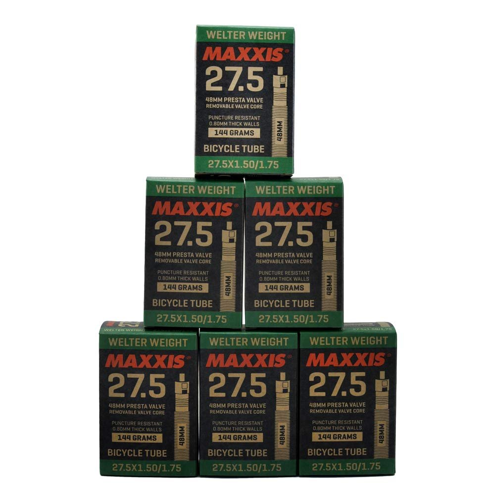 Maxxis Welter Weight 27.5 x 1.50-1.75 48mm Presta FV Bike Inner Tube, 6 Pack, STB2179-6