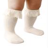 BULINGNA Baby Girl Eyelet Ruffle Lace Socks Cotton Cable Knit Non-Slip Hosiery Tube Stockings Dressy Long Socks for Infants Toddler Girl 0-3T (Beige, 1-3T) view 2