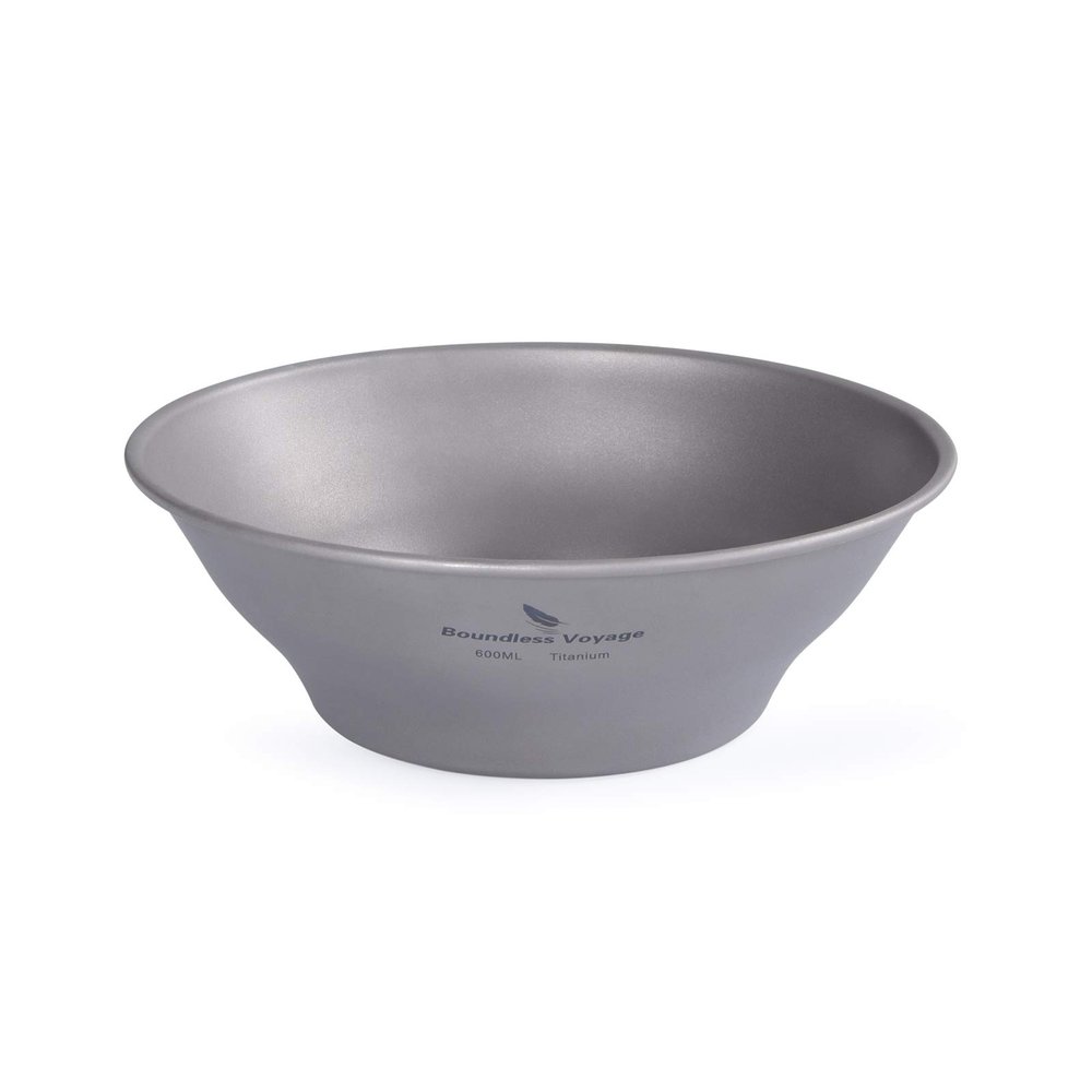 Boundless Voyage Ultralight Titanium Bowl Pan Plate Dish with Carry Bag Outdoor Camping Portable Tableware Cookware (Ti15164B (600ml Bowl))