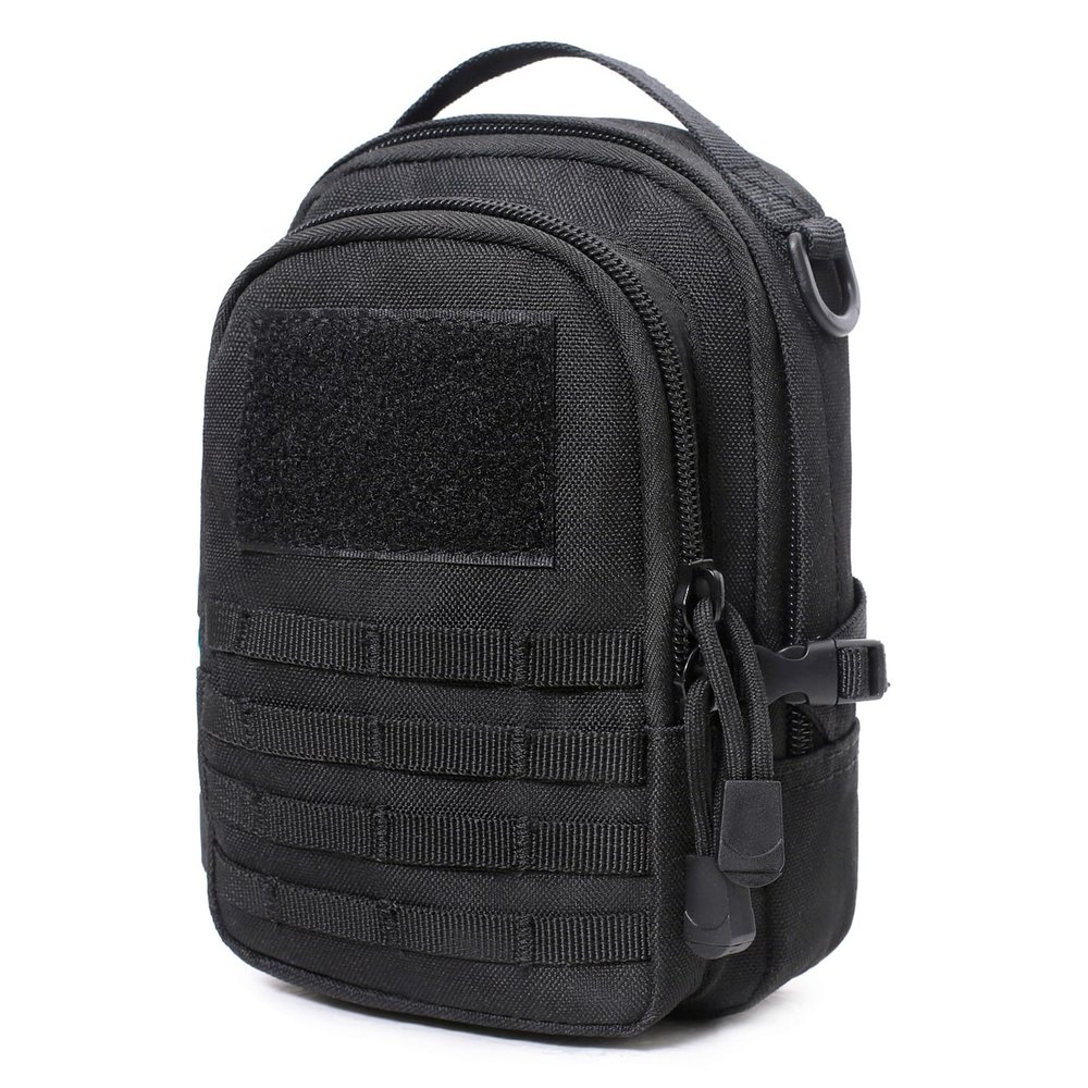 Azarxis Tactical Molle Pouch Small EDC Utility Tool Bag Compact Multi-Purpose Waist Fire Kit Pouch Mini Design for Military Belt Motocross Backpack Camping Hunting Hiking (Black)