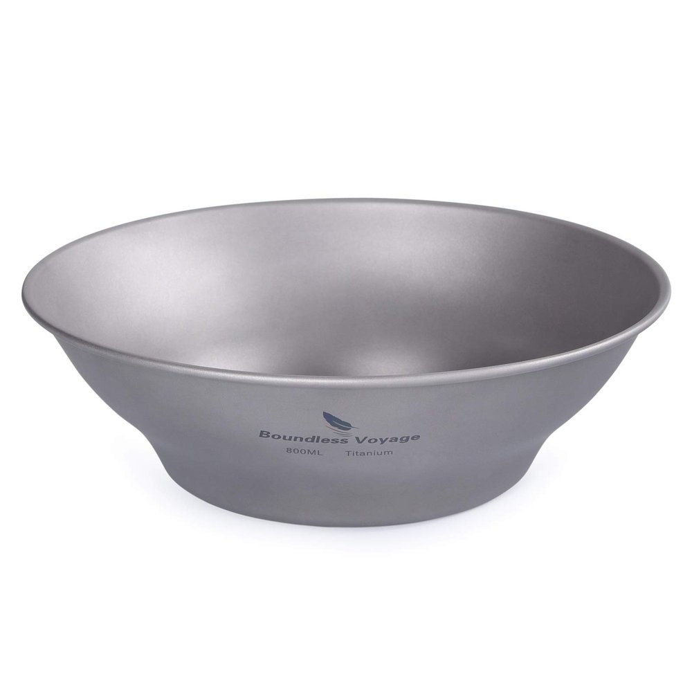 Boundless Voyage Ultralight Titanium Bowl Pan Plate Dish with Carry Bag Outdoor Camping Portable Tableware Cookware (Ti15165B (800ml Bowl))