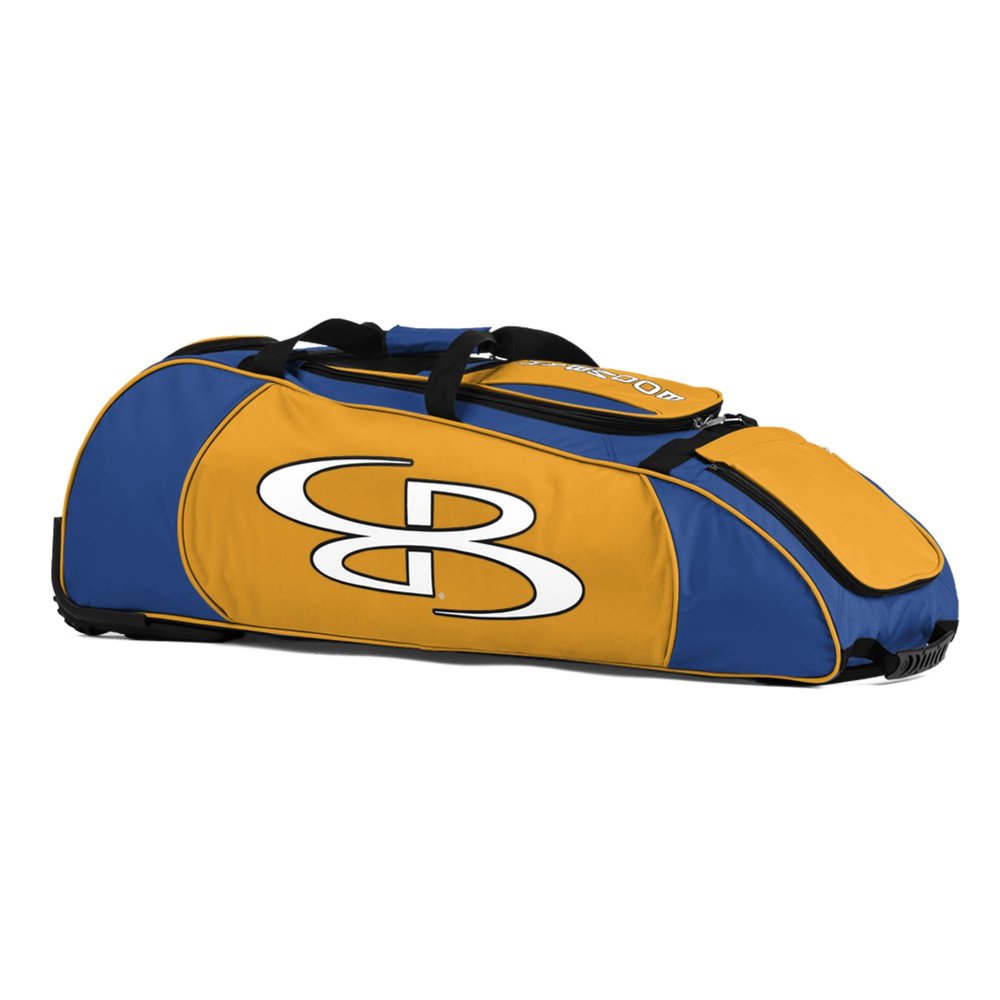 Boombah Spartan Rolling Bat Bag - 38" x 12-1/2" x 12" - Royal Blue/Gold - Holds 4 Bats and Much More