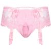 Alvivi Men's Sissy Lace Pouch Skirted Lingerie Sheer Bowknot Jockstraps Crossdress Bikini Briefs Underwear Pink One Size view 1