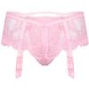 Alvivi Men's Sissy Lace Pouch Skirted Lingerie Sheer Bowknot Jockstraps Crossdress Bikini Briefs Underwear Pink One Size view 2