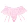 Alvivi Men's Sissy Lace Pouch Skirted Lingerie Sheer Bowknot Jockstraps Crossdress Bikini Briefs Underwear Pink One Size view 4