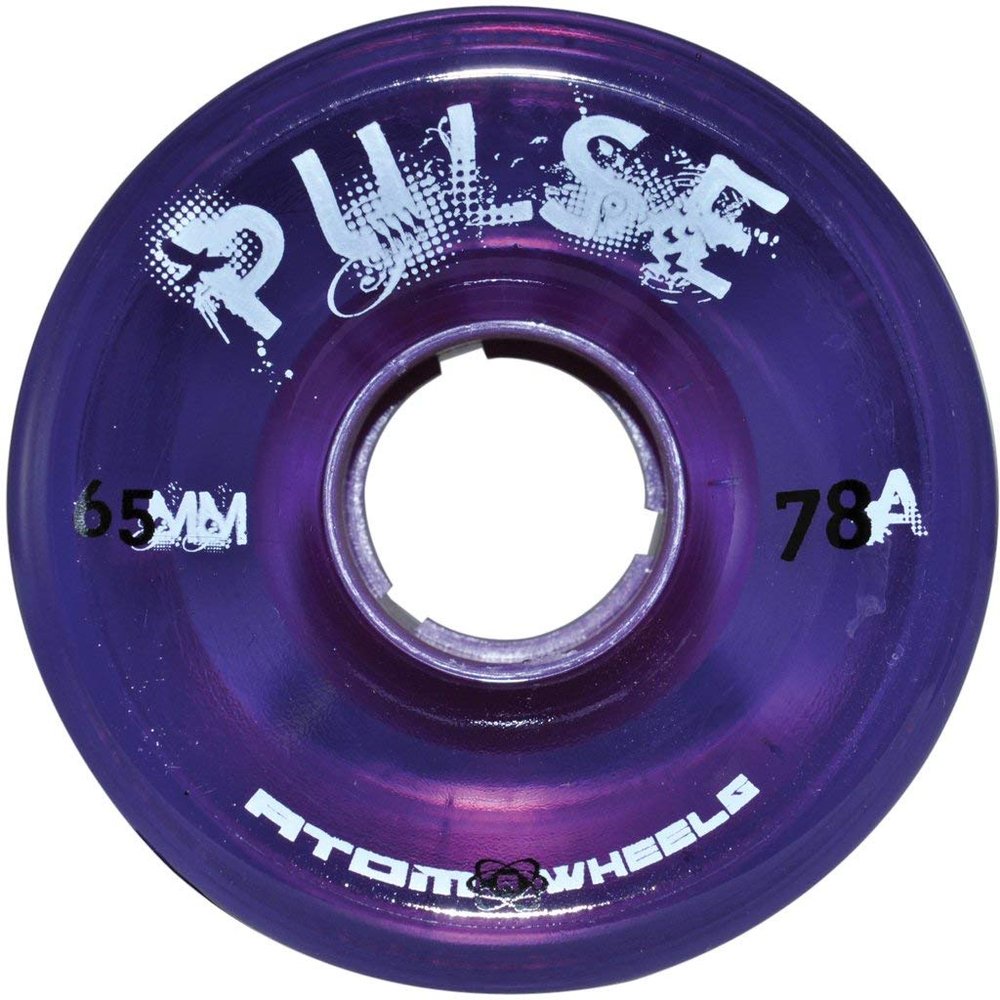 Atom Skates Pulse Outdoor Quad Roller Wheels (Hardness 78A, 65mm x 37mm, Purple, Set of 4)