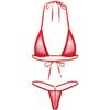 Alvivi Women's Tie-up Halter Push Up Mini G-String Thongs Bottom Triangle Bikini Bathing Suit Red One Size view 1