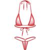 Alvivi Women's Tie-up Halter Push Up Mini G-String Thongs Bottom Triangle Bikini Bathing Suit Red One Size view 2