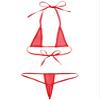 Alvivi Women's Tie-up Halter Push Up Mini G-String Thongs Bottom Triangle Bikini Bathing Suit Red One Size view 4
