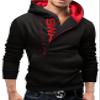 Dressnu Men's Half Zip Hoodie Pullover Sweatshirt Black+Red Small view 1