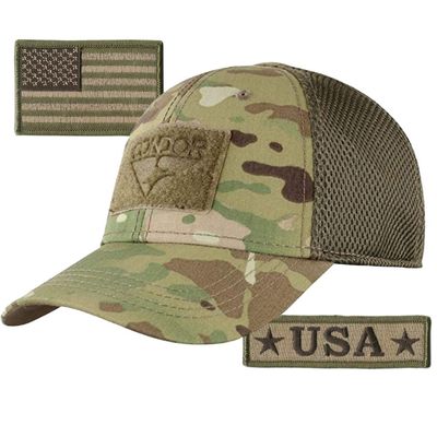 Condor MESH Fitted Cap Bundle (USA Front & Back Patches) - Multicam- Large/XL