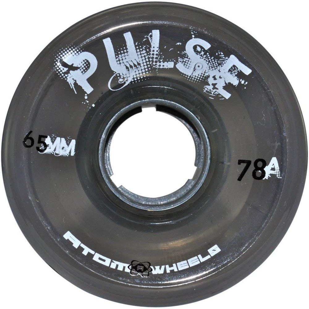 Atom Skates Pulse Outdoor Quad Roller Wheels (Hardness 78A, 65mm x 37mm, Smoke, Set of 4)