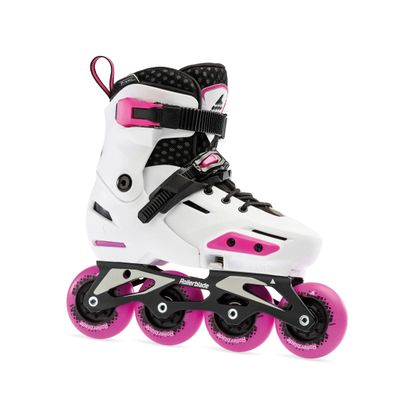 Rollerblade Apex Junior Adjustable Fitness Inline Skate, White & Pink