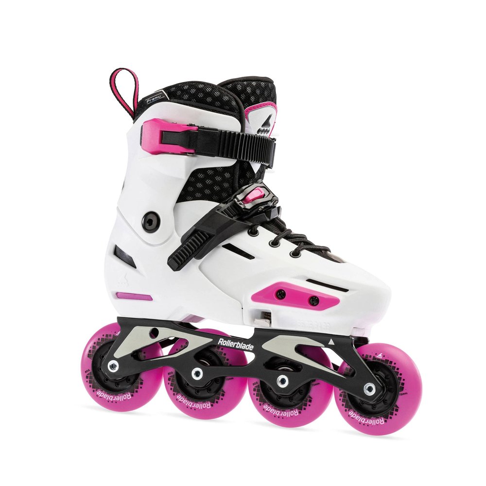 Rollerblade Apex Junior Adjustable Fitness Inline Skate, White & Pink