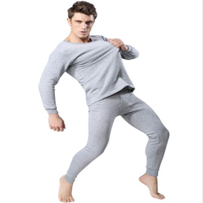 Dressnu Men's Thermal Long Sleeve Shirt Winter Base Layer Top & Bottom Sets for Men Light Gray XXL