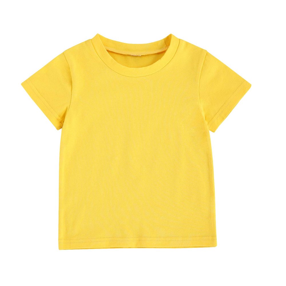 Kids Toddler Baby Boy Girl Solid Short Sleeve T-Shirts Tees Tops Summer Clothes (Yellow, 4-5 Years)