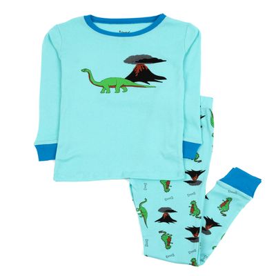 Leveret Boys Girls Kids Two Piece Cotton Pajamas Dinosaur Blue Size 10 Years