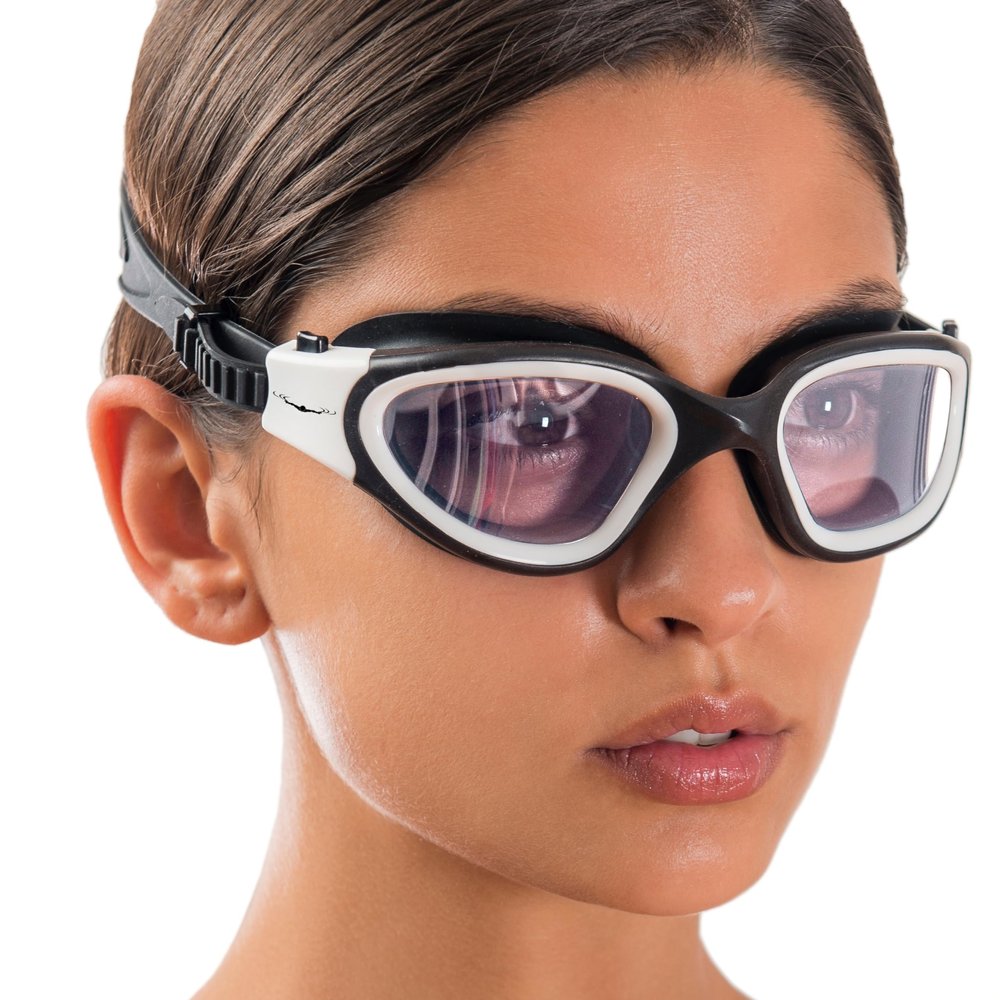 AqtivAqua Swimming Goggles Swim Goggles for Adults Men Women Kids Youth Girls Boys Children DX (Clear-Lenses White/Black-Frame)