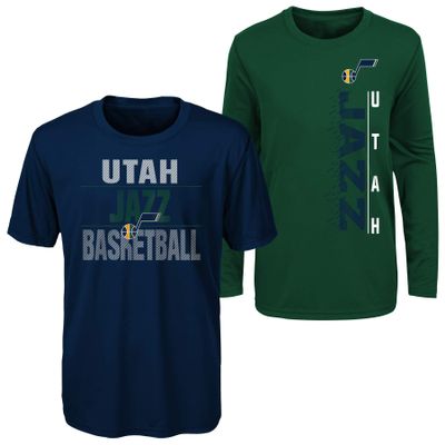 Outerstuff NBA Youth Boys (8-20) Performance Long and Short Sleeve T-Shirt Combo, Utah Jazz Small (8)
