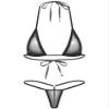 ACSUSS Women's Brazilian Mesh Sheer Extreme Halterneck Micro Bikini Bra Top with G-String Swimsuit Black One Size view 1
