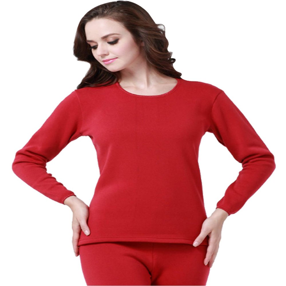 Dressnu Women's Thermal Long Sleeve Shirt Winter Base Layer Top & Bottom Sets for Men Women Rot XXXL