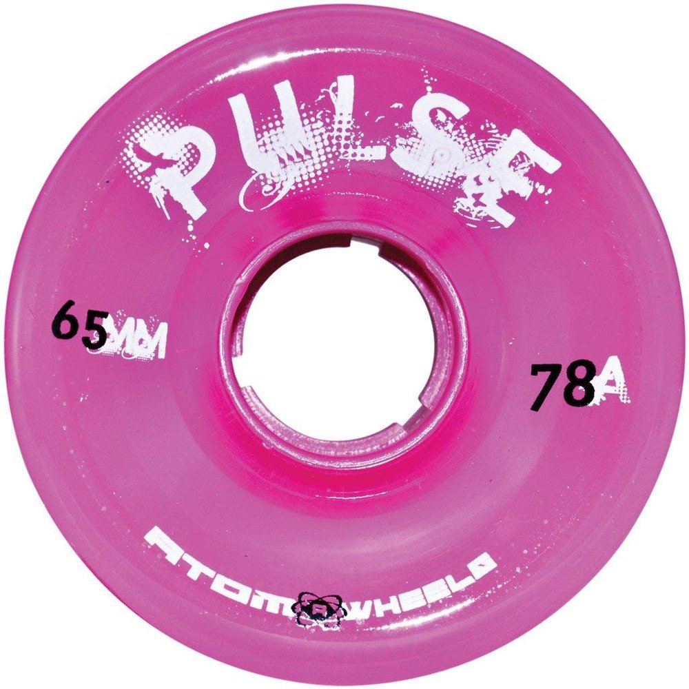 Atom Skates Pulse Outdoor Quad Roller Wheels (Hardness 78A, 65mm x 37mm, Pink, Set of 8)