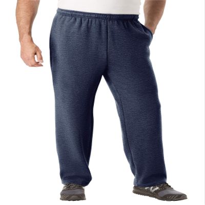 KingSize KS Sport Men's Big & Tall Wicking Fleece Open Bottom Pants - Big - 8XL, Navy Marl