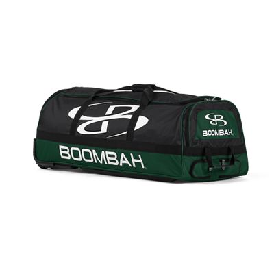 Boombah Brute Rolling Bat Bag - 35" x 15" x 12-1/2" - Black/Dark Green - Holds 4 Bats and Room for Gear - Wheeled Bag